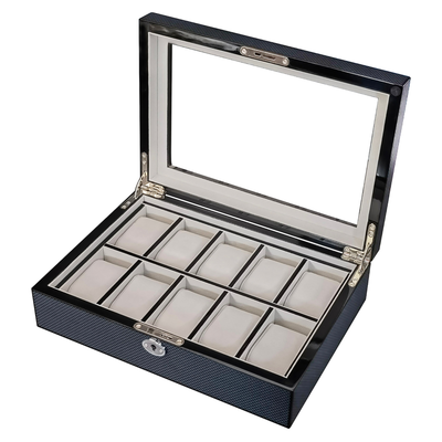 Carbon Fibre Wooden Watch Box for 10 Watches