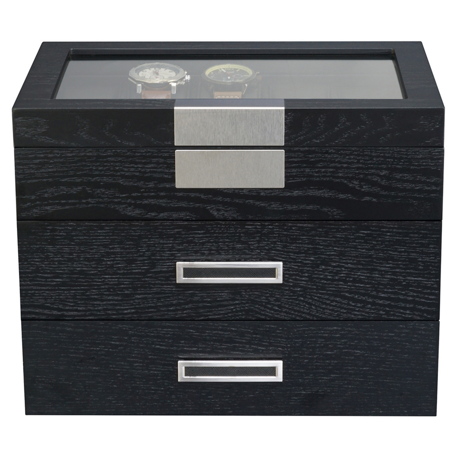 Black Wooden Watch Box for 30 watches