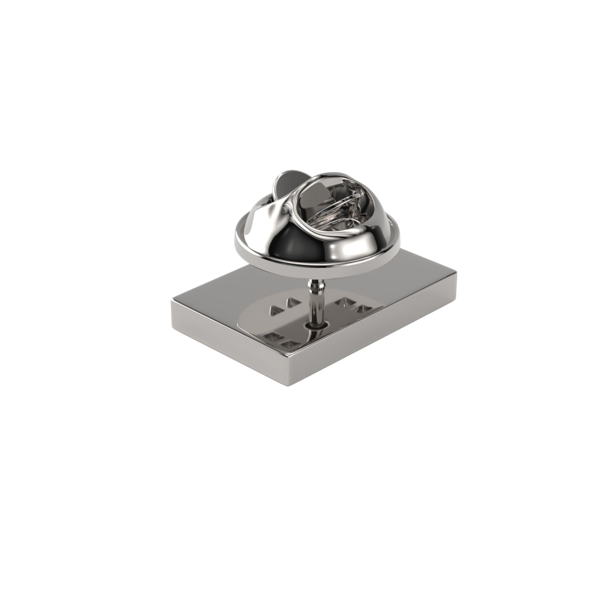 Rectangle Shiny Silver Engravable Lapel Pin