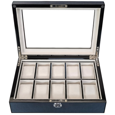Carbon Fibre Wooden Watch Box for 10 Watches