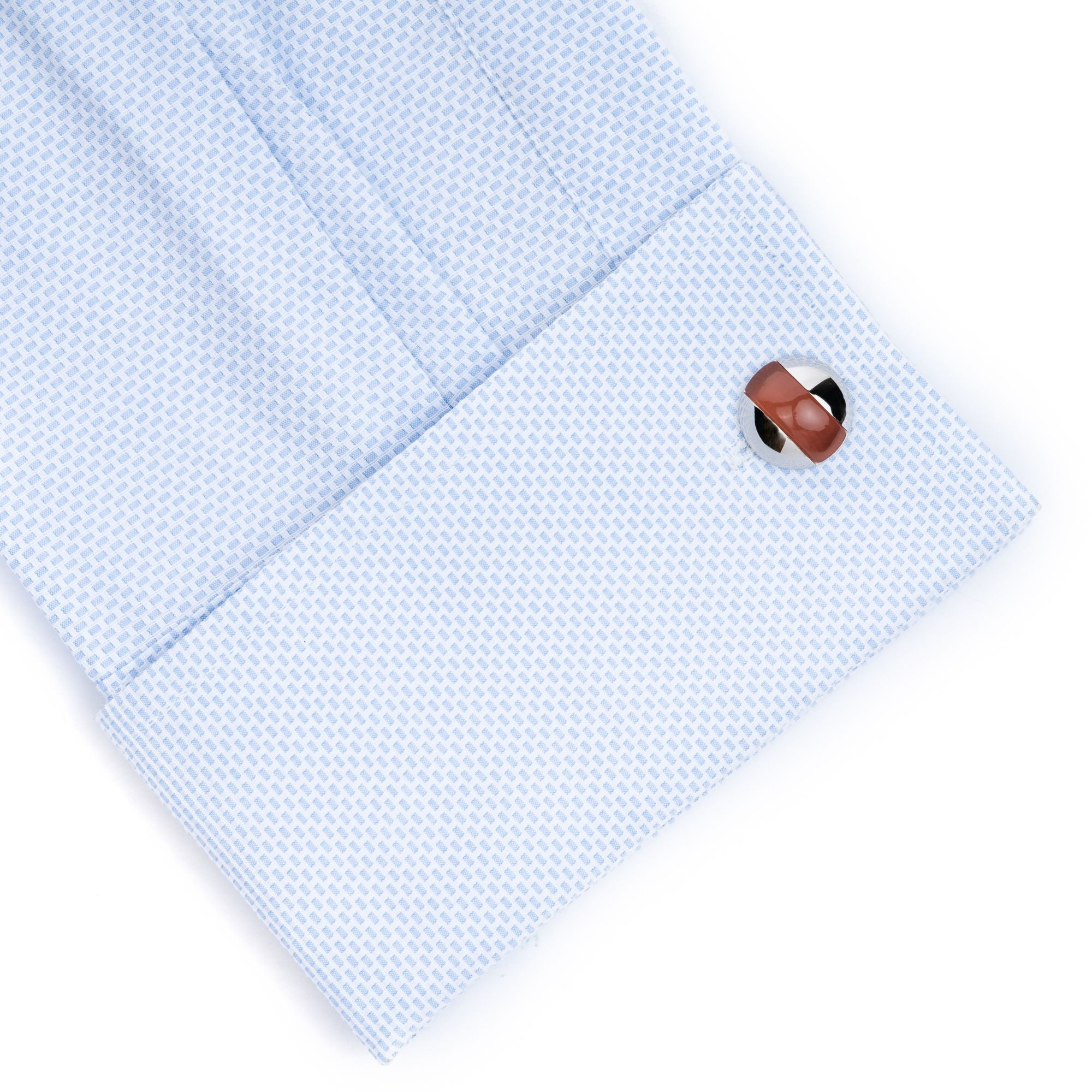 Elliptical Burnt Orange Cat Eye Cufflinks