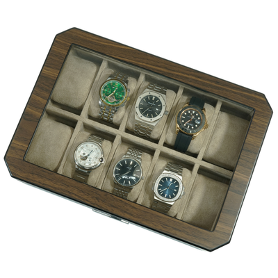 10 Slots Octagon Walnut Wooden Watch Box