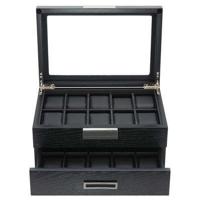 Black Wooden Watch Box for 20 Watches