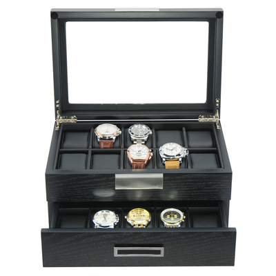 Black Wooden Watch Box for 20 Watches