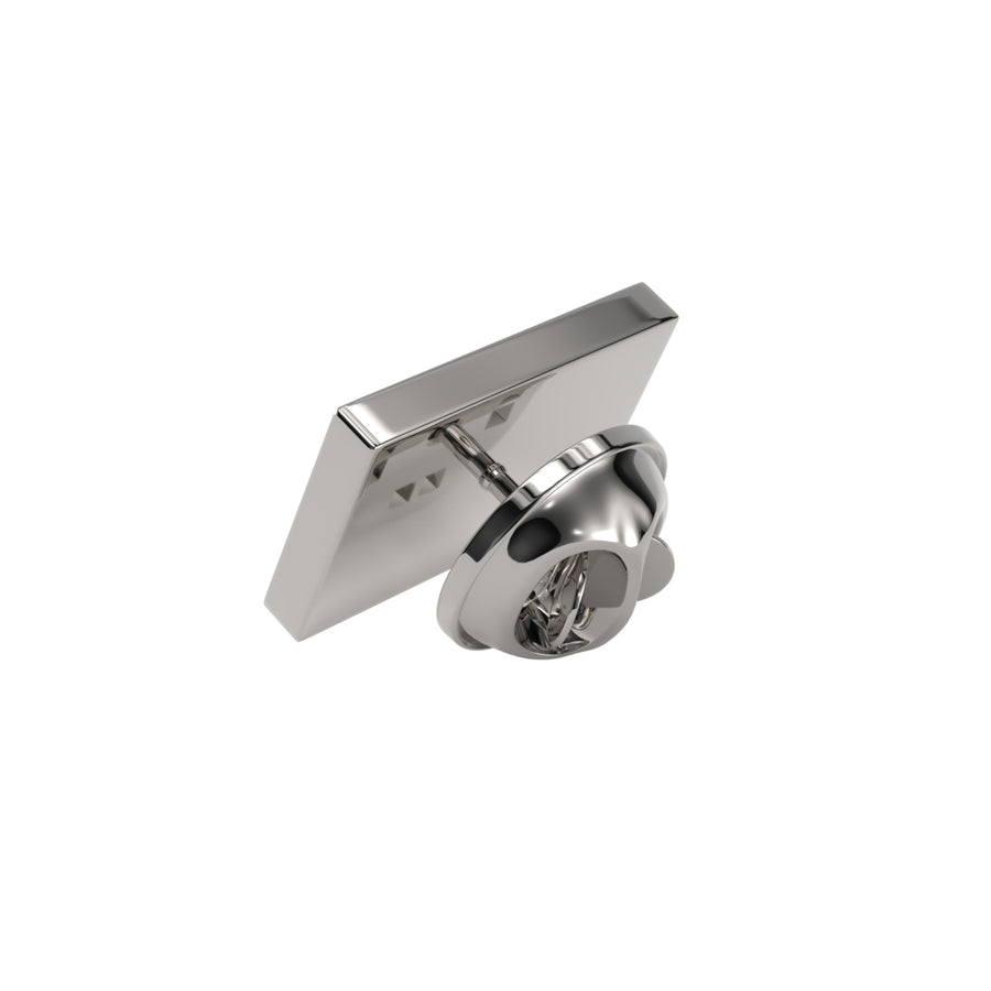 Rectangle Shiny Silver Engravable Lapel Pin