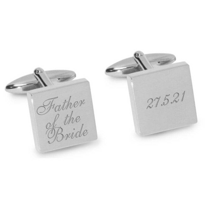 Father of the Bride Wedding Date Engraved Cufflinks