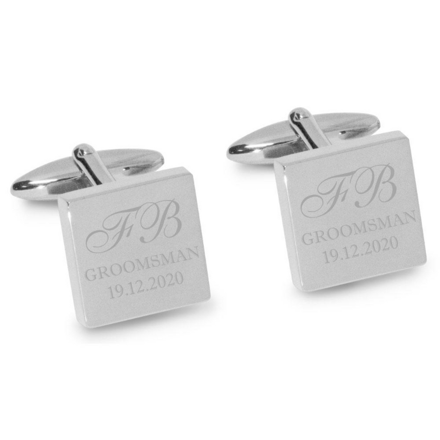 Initials with Wedding Role + Date Engraved Cufflinks