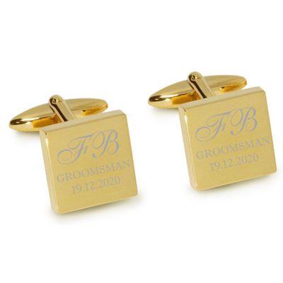 Initials with Wedding Role + Date Engraved Cufflinks