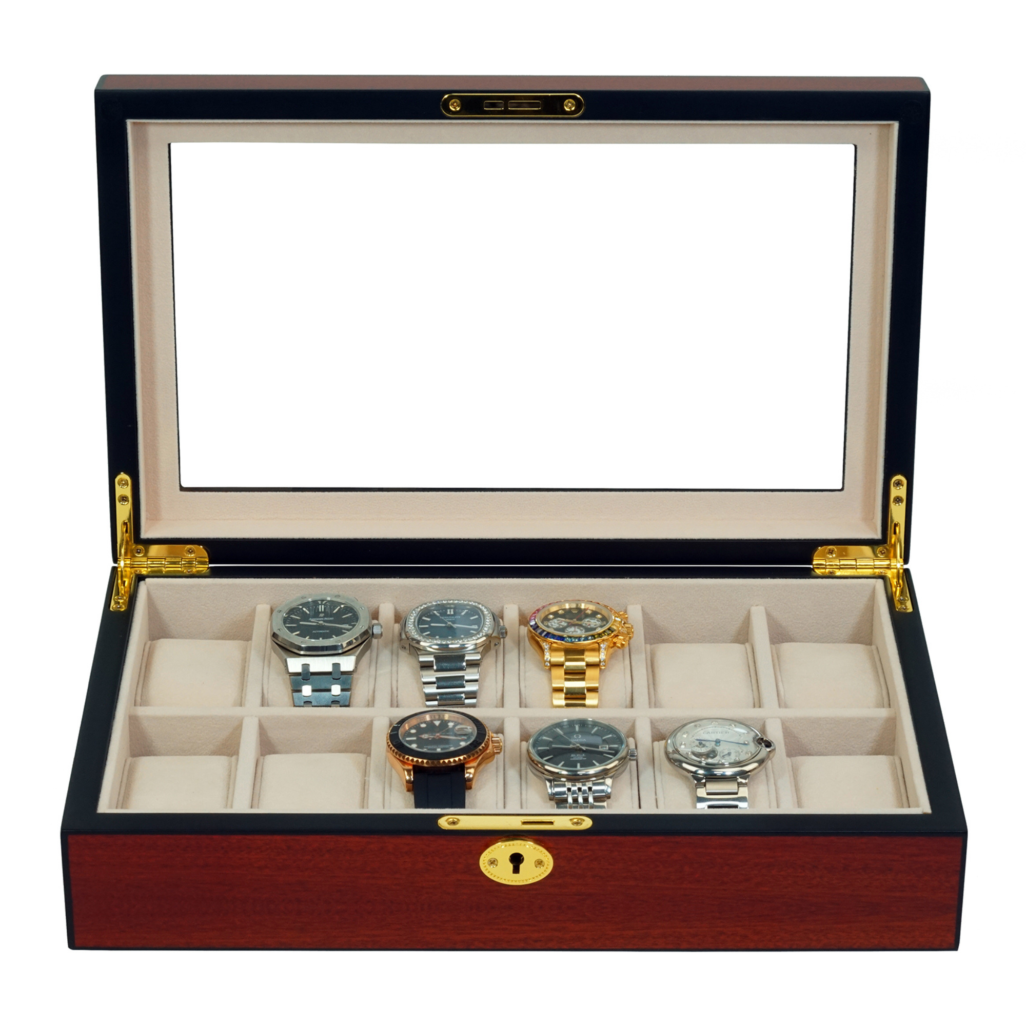 Cherry Wooden Watch Box for 12 Watches