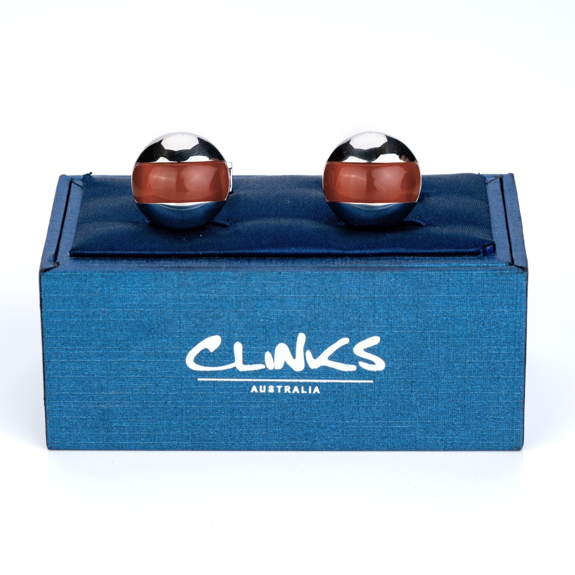 Elliptical Burnt Orange Cat Eye Cufflinks