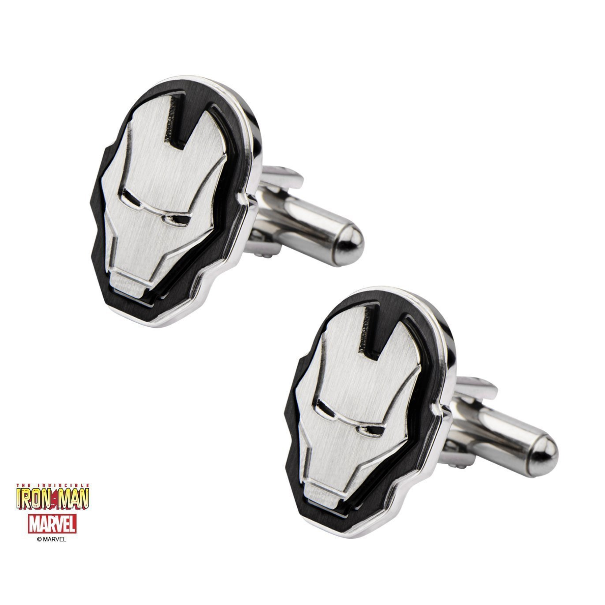 Iron Man Helmet Cufflinks in Black and Silver