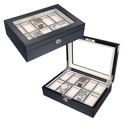 Carbon Fibre Wooden Watch Box for 10 Watches