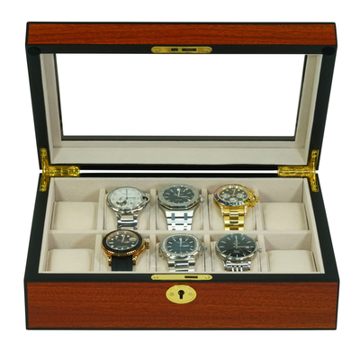 Cherry Wooden Watch Box for 10 Watches