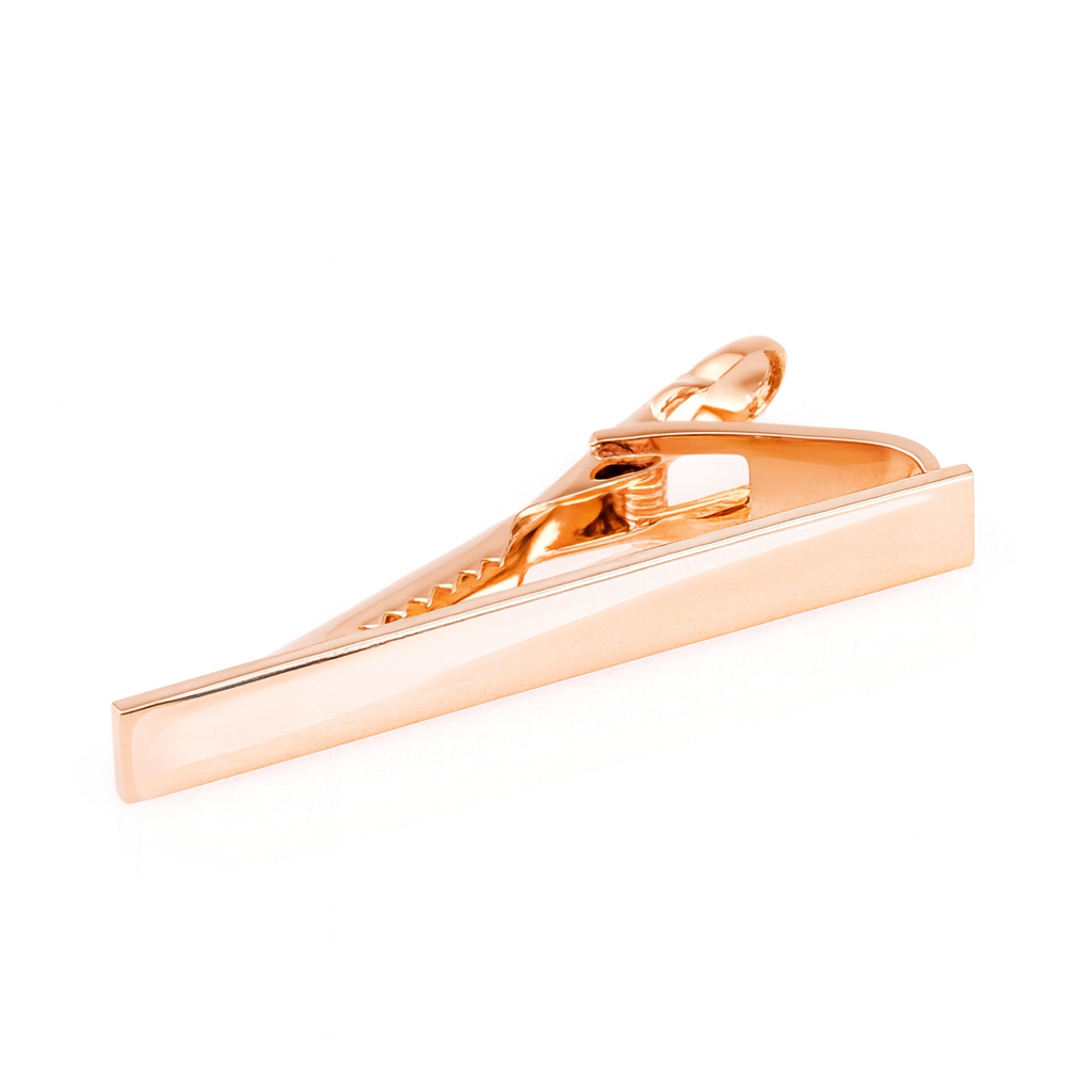 Brushed Curved End Rose Gold Tie Clip