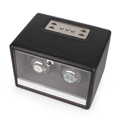 Evandale Watch Winder for 2 Watches in Black Leather