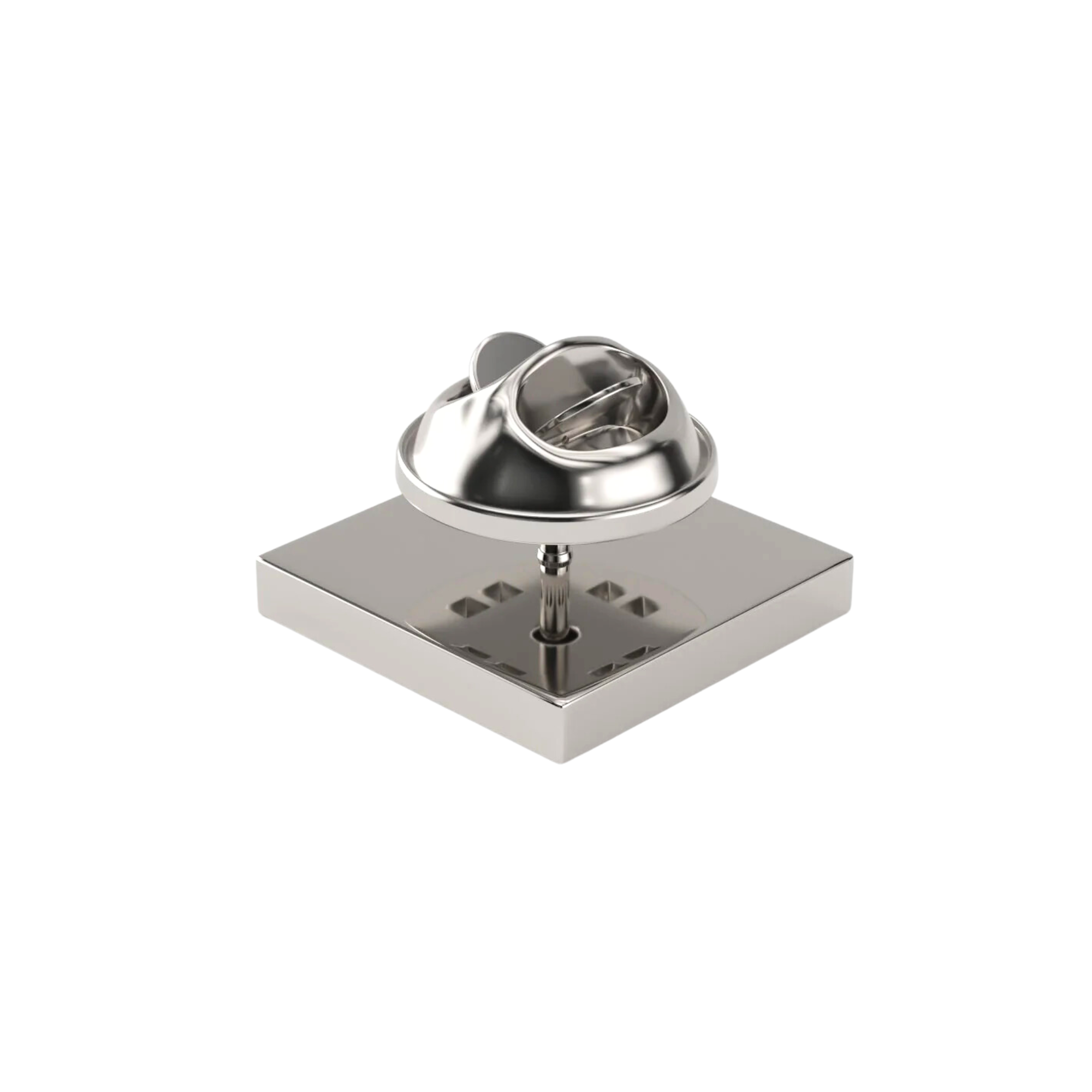 Square Shiny Silver Engravable Lapel Pin