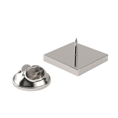 Square Shiny Silver Engravable Lapel Pin