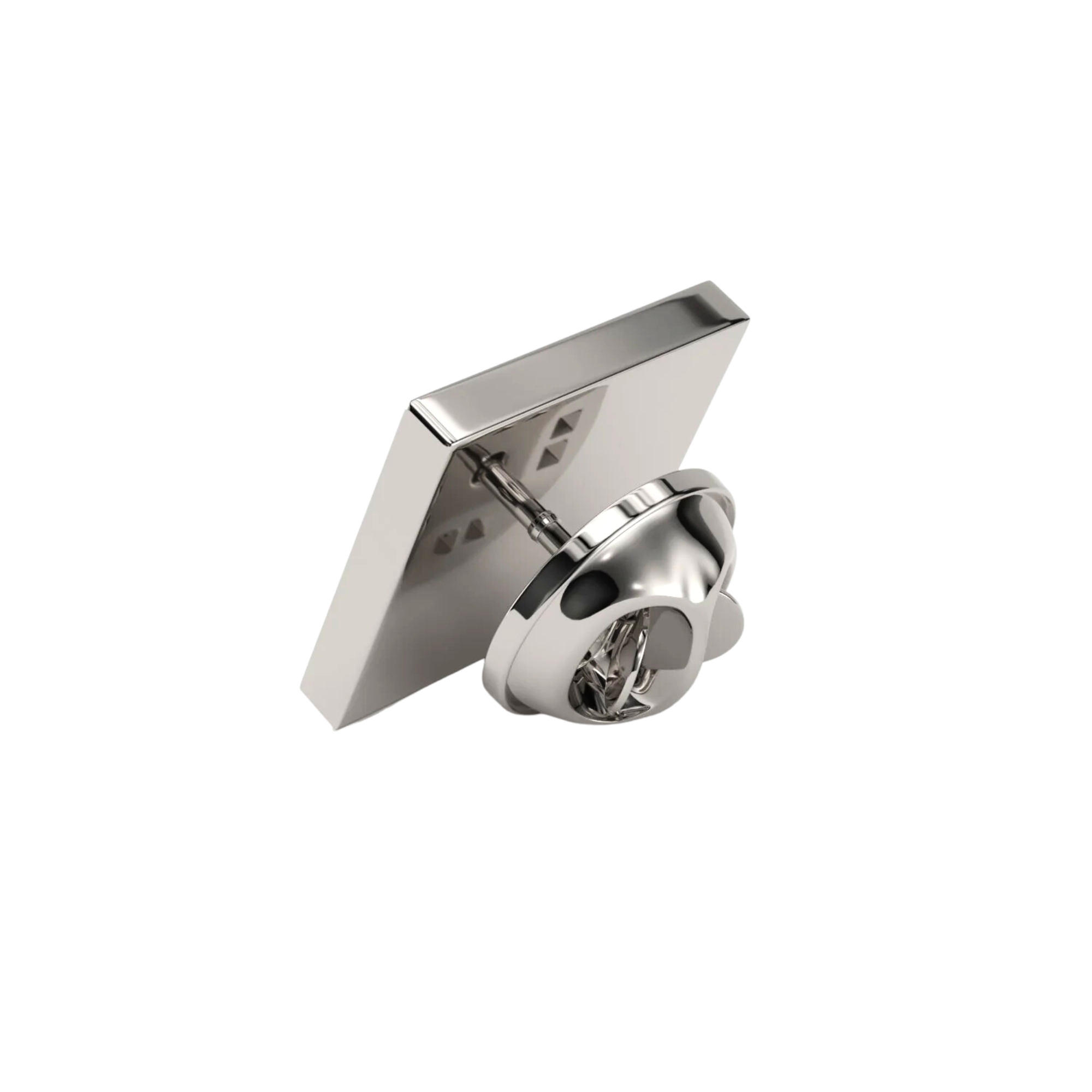 Square Shiny Silver Engravable Lapel Pin