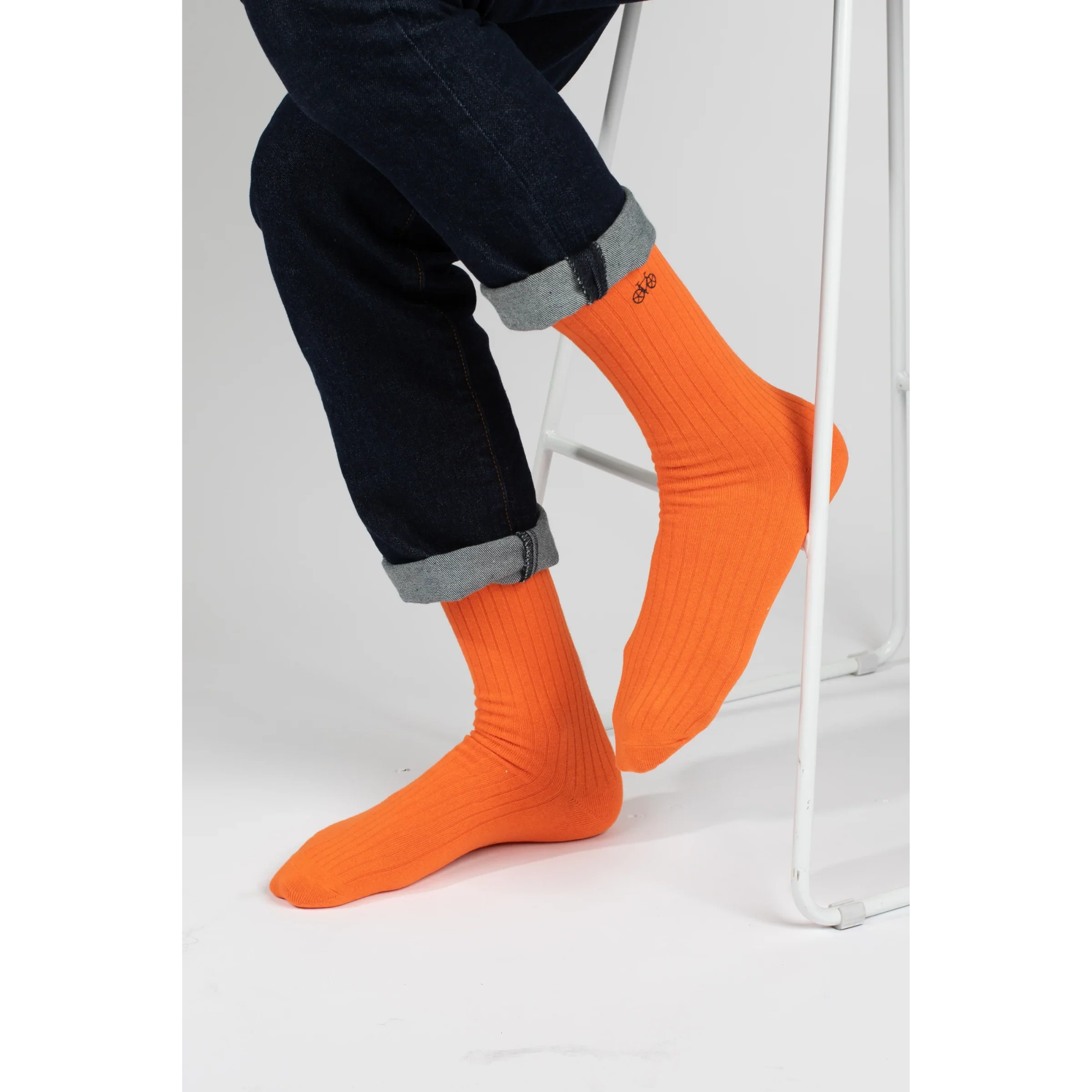 Orange Ribbed Socks