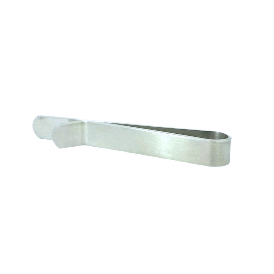 Engravable Shiny Silver Tie Bar with curved end 50mm