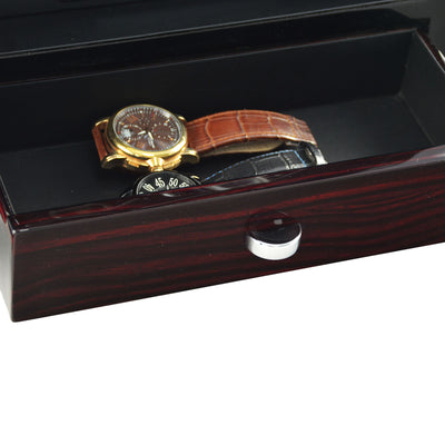 Yarra Watch Winder for 6 Watches + Drawer with Fingerprint Lock, 6 Watch Winder with Drawer, Watch Winder Boxes, Black Watch Winder, Fingerprint Lock Watch Winder, Watch Winders, nogiftbox, CW0604, Clinks Australia