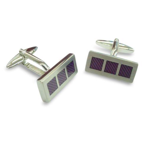 Three Square Purple Cufflinks