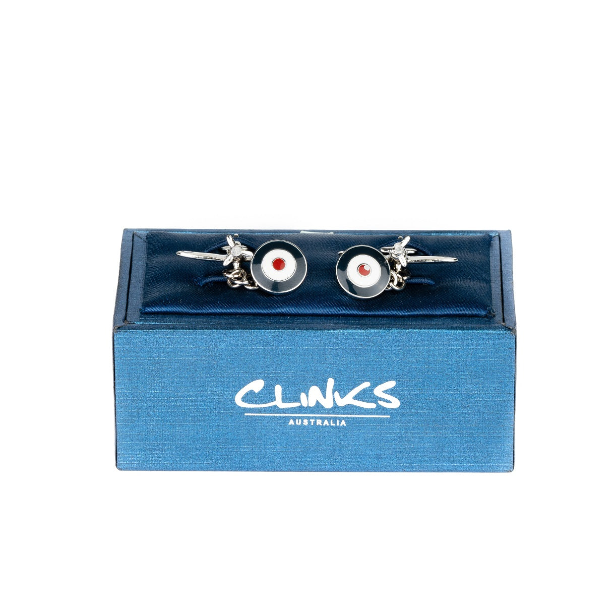 Spitfire Plane Cufflinks with Chain and Roundel