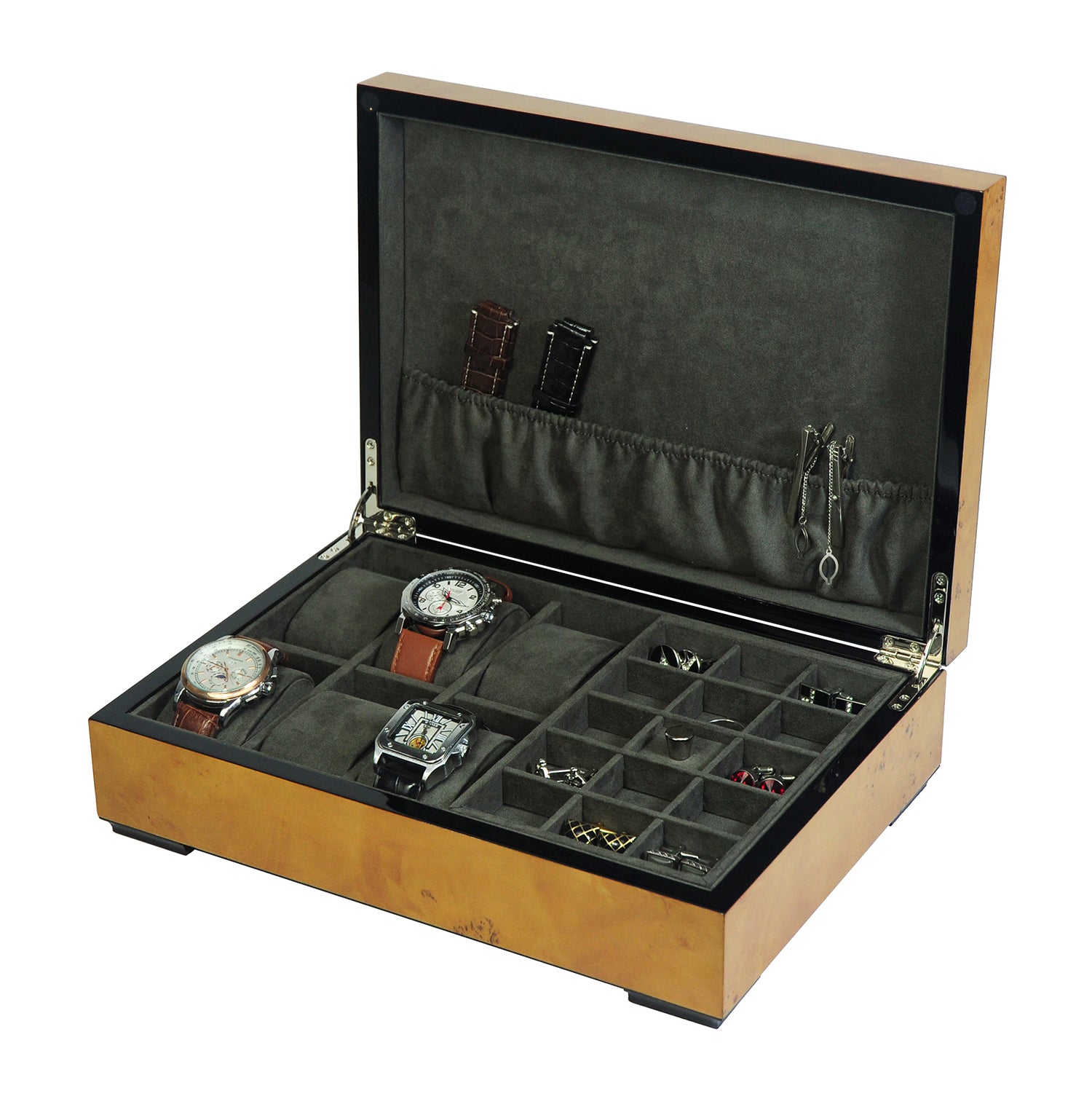 Worl Map , Burl Wooden Watch Box + Jewellery, 6 Watch Box, Cufflink Watch Box + Jewellery, Cuffed Watch Box, Clinks Australia Watch Box + Jewellery, Burl Watch Boxes on Cuffed, Australia Watch Box, Watch + Jewellery Storage Box, Cufflink Watch Display Box, Burl Watch Box, Wooden Watch Box, Burl, Watch Boxes + jewellery, CB5060, Clinks Australia