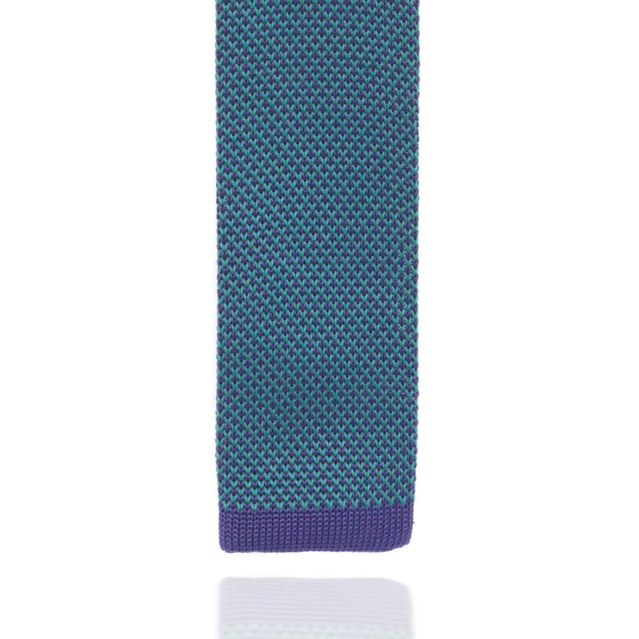 Green and Navy Weave Knitted Tie