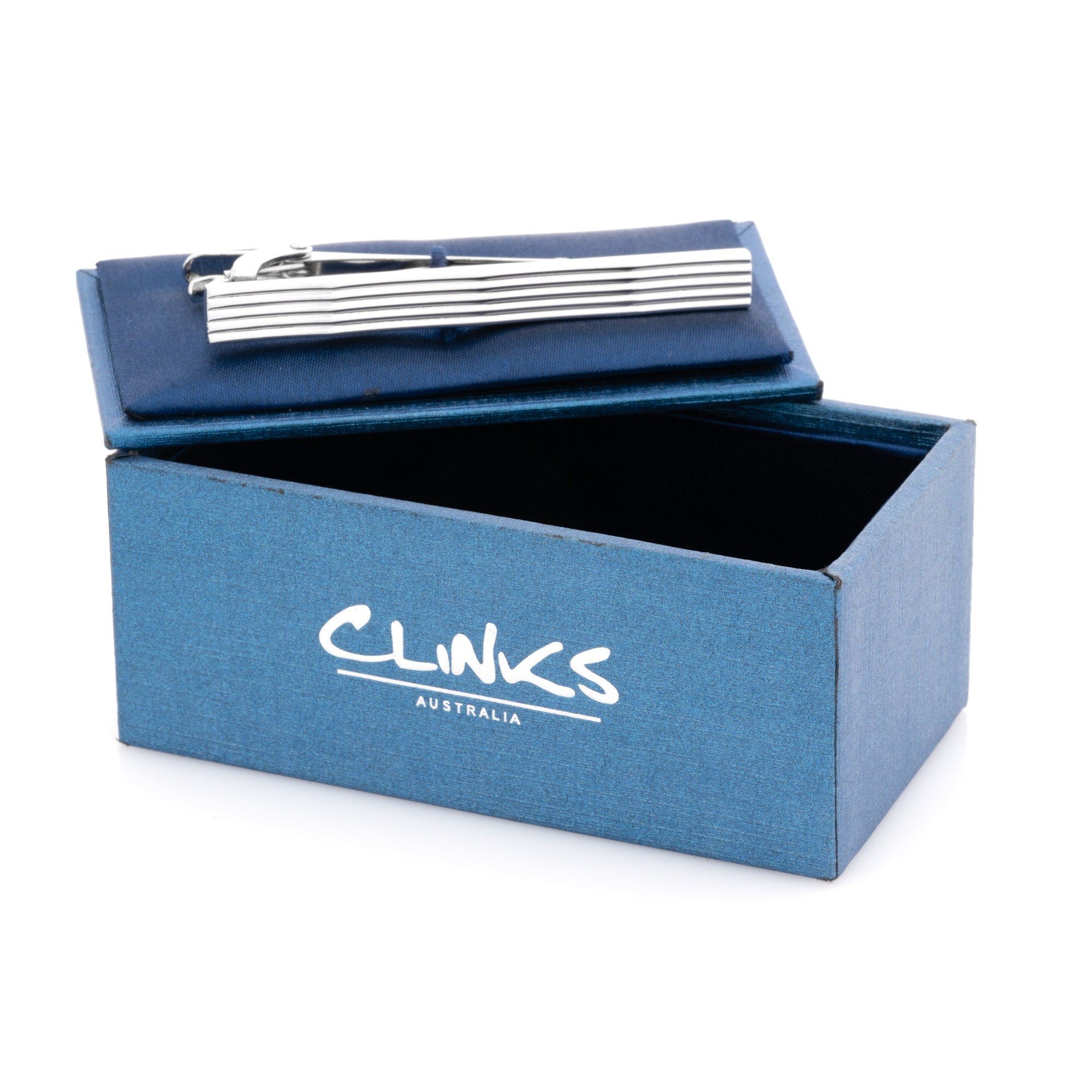 Silver Lines with Waves Tie Clip