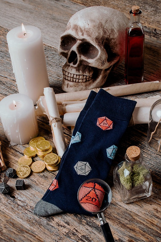 Dungeons And Dragons Navy Blue Mens Sock, Dungeons and Dragons Socks, Socks, Navy Blue, Carded Cotton, Nylon, Spandex, SK1050, Men's Socks, Socks for Men, Clinks Australia