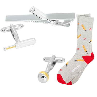 Cricket Gift Set, Gift Set, Socks Gift Set, Socks, Cufflinks, Tie Bars, Location: SK2024+CL4026+TC5000, GS1006, Sports, Clinks Australia