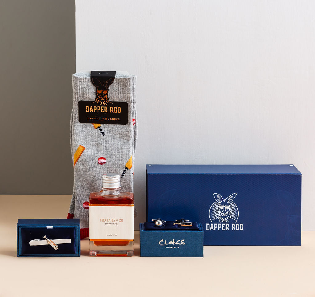 Cricket Cocktail Gift Set, Cricket Gift Set, Gift Set, Socks, Cufflinks, Tie Bars, Location: SK2024+CL4026+TC5000, GS2006, Clinks Australia