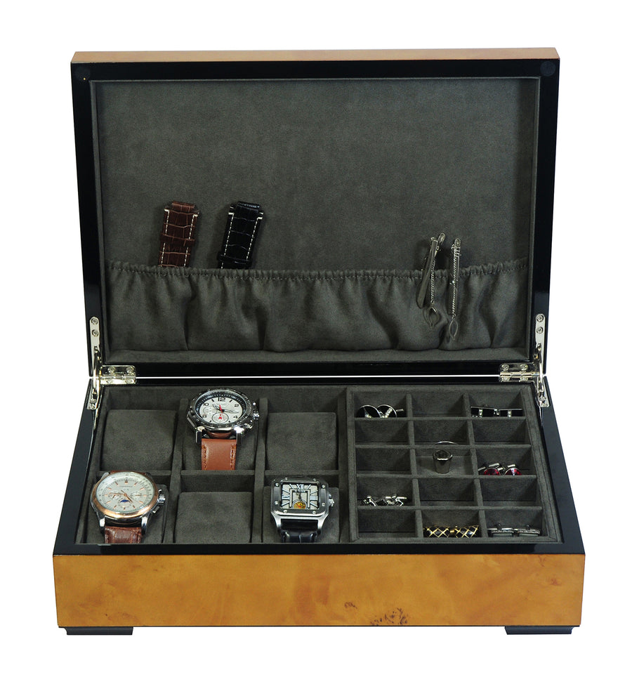 Worl Map , Burl Wooden Watch Box + Jewellery, 6 Watch Box, Cufflink Watch Box + Jewellery, Cuffed Watch Box, Clinks Australia Watch Box + Jewellery, Burl Watch Boxes on Cuffed, Australia Watch Box, Watch + Jewellery Storage Box, Cufflink Watch Display Box, Burl Watch Box, Wooden Watch Box, Burl, Watch Boxes + jewellery, CB5060, Clinks Australia