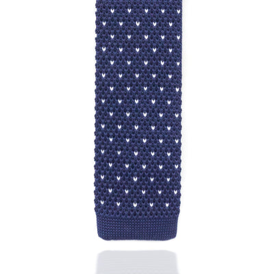 Blue and White Dot Knitted Tie