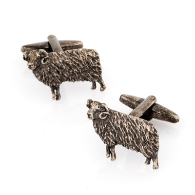 Ram Cufflinks in Antiqued Silver