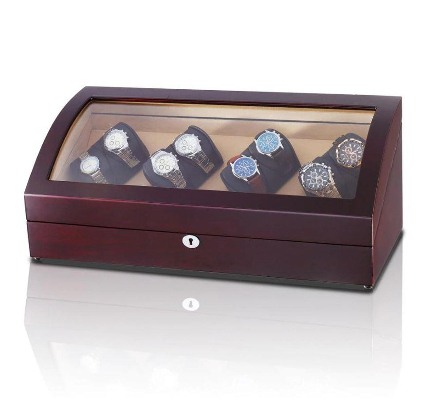 Mahogany Watch Winder Box, 8 + 8 Watch Winder Box, Cuffed Watch Watch Winder, Clinks Australia Watch Winder Box, Mahogany Watch Winder Box on Cuffed, Australia Watch Winder Box, Watch Winder Storage Box, Watch Winder Display Box, Watch Winder Box for 8 + 8, Watch Winder Box, Mahogany, CW0802, Clinks Australia