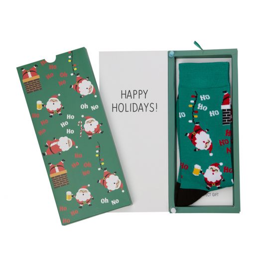 Xmas Ho Ho Sock with Card, Socks, Bamboozld, Bamboo, Spandex, Green, SS6003, Men's Socks, Socks for Men, Clinks Australia