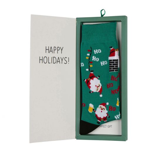 Xmas Ho Ho Sock with Card, Socks, Bamboozld, Bamboo, Spandex, Green, SS6003, Men's Socks, Socks for Men, Clinks Australia