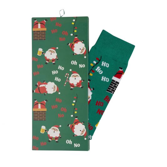 Xmas Ho Ho Sock with Card, Socks, Bamboozld, Bamboo, Spandex, Green, SS6003, Men's Socks, Socks for Men, Clinks Australia