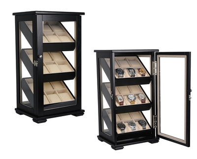 Black Wooden Watch Cabinet, 18 Watch Box, Cuffed Watch Box, Clinks Australia Watch Box, Black Watch Boxes on Cuffed, Australia Watch Box, Watch Storage Box, Watch Display Box, 18 Slots Watch Boxes, Watch Boxes for 18, Wooden Watch Box, Wooden Watch Storage Box, Wooden Watch Cabinet, Black, Storage Box, CB5050, Clinks Australia