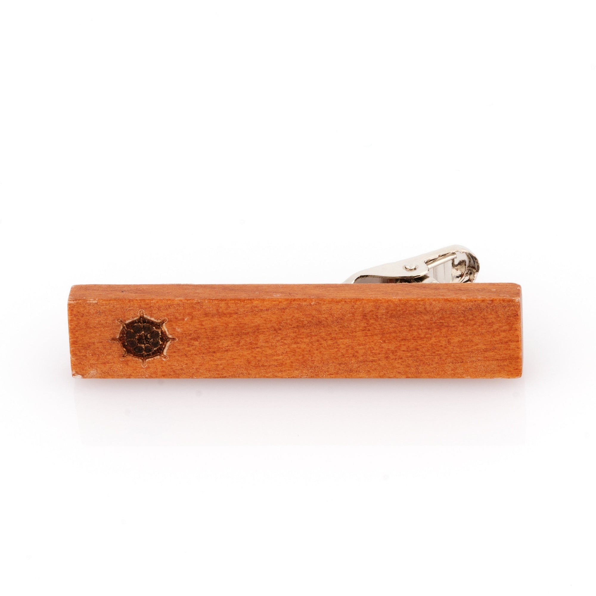 Wood Ships Wheel Stamp Tie Clip