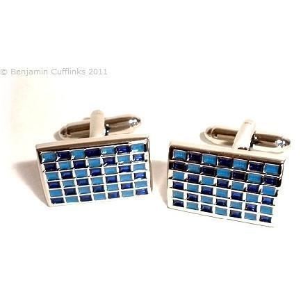 Blue Mosaic Checkerboard Cufflinks