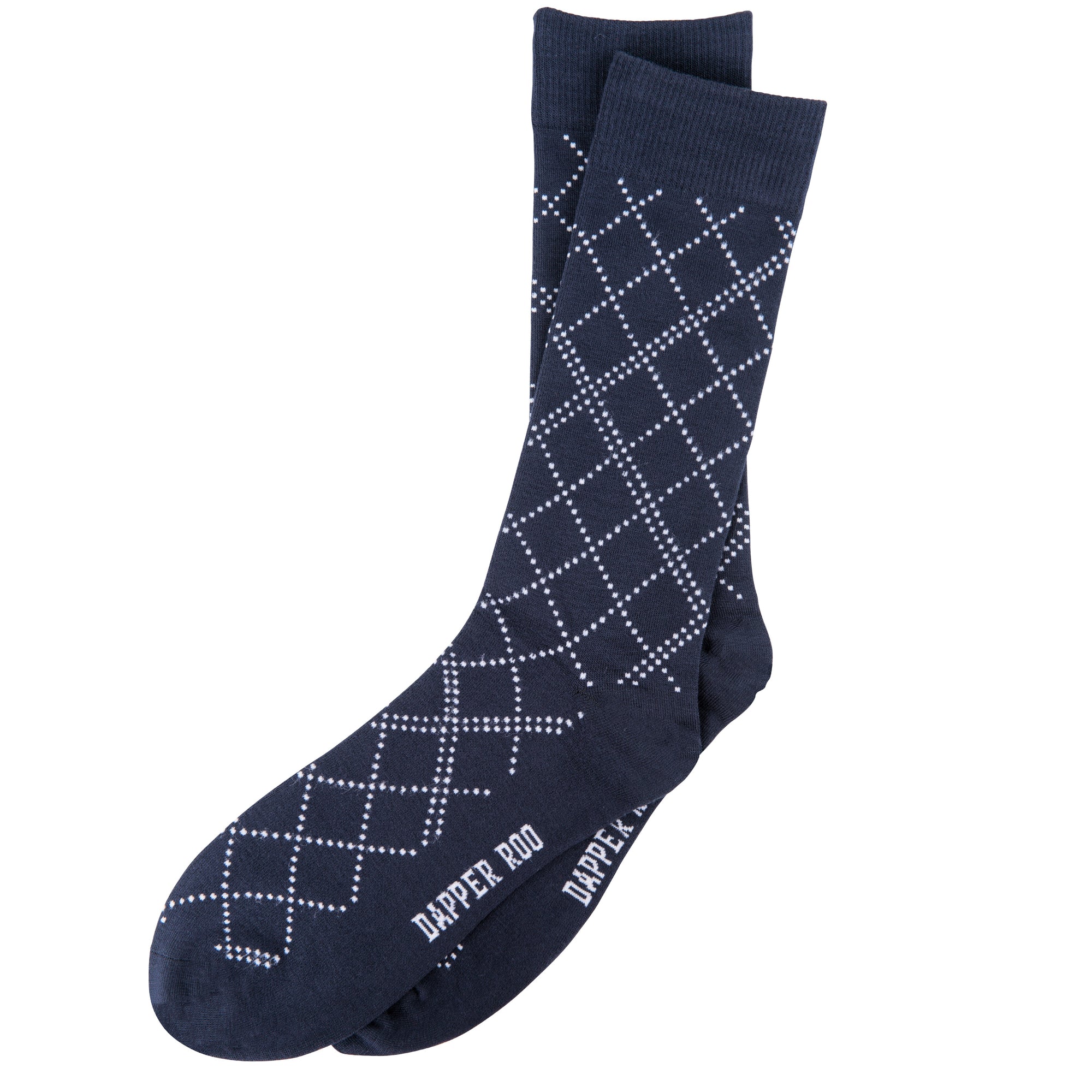 Diamond Lattice Blue Bamboo Socks by Dapper Roo, Diamond Lattice Bamboo Socks, Dapper Roo, Socks, Navy Blue, White, Bamboo, Elastane, Nylon, Elastic, SK2041, Men's Socks, Socks for Men, Clinks Australia