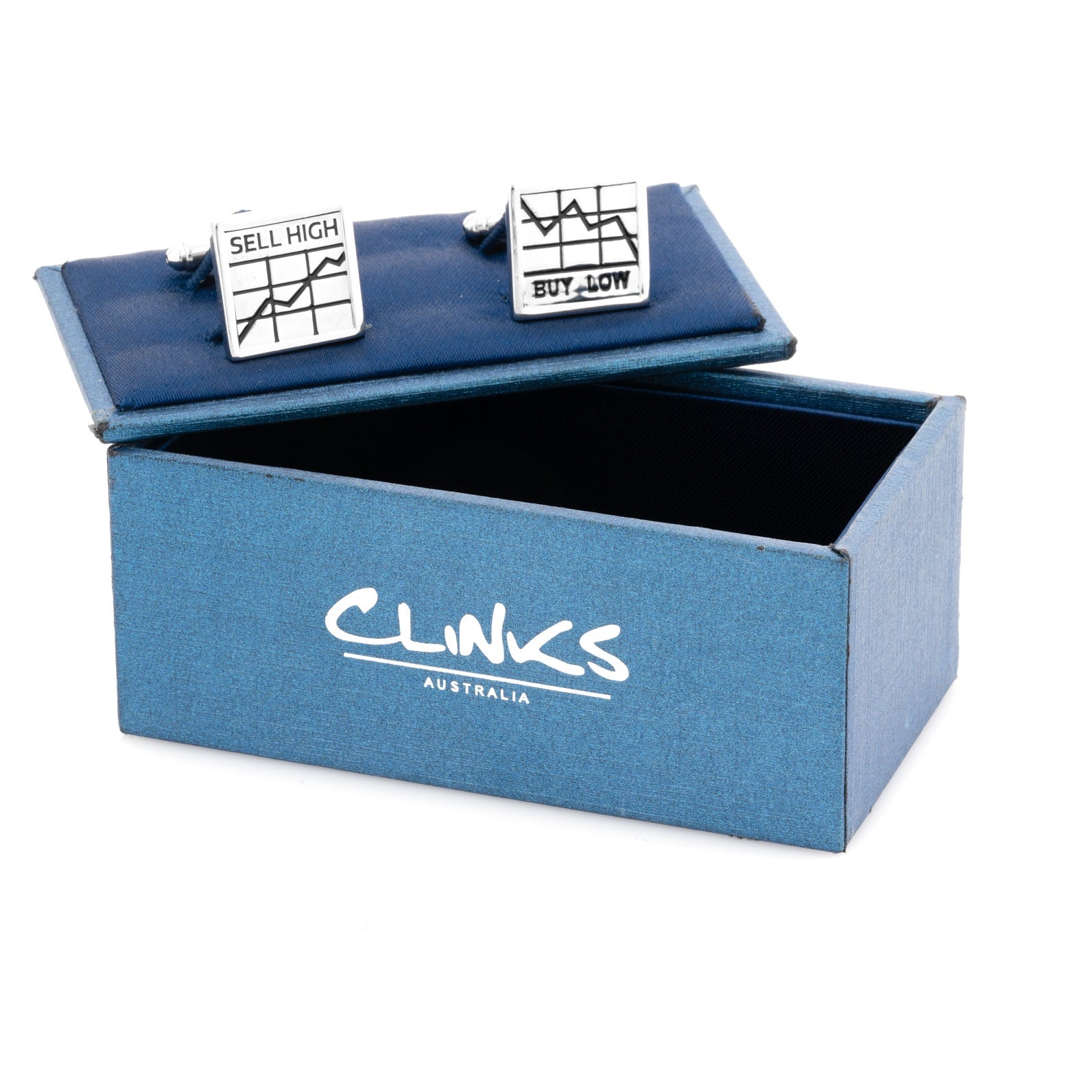 Buy Low Sell High Silver Cufflinks