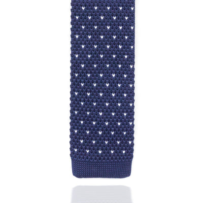 Blue and White Dot Knitted Tie