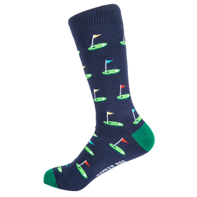 Tee off Golf Bamboo Socks by Dapper Roo, Tee Off Golf Socks, Dapper Roo, Socks, Navy, Green, Bamboo, Elastane, Nylon, Elastic, SK2000, Men's Socks, Socks for Men, Clinks Australia