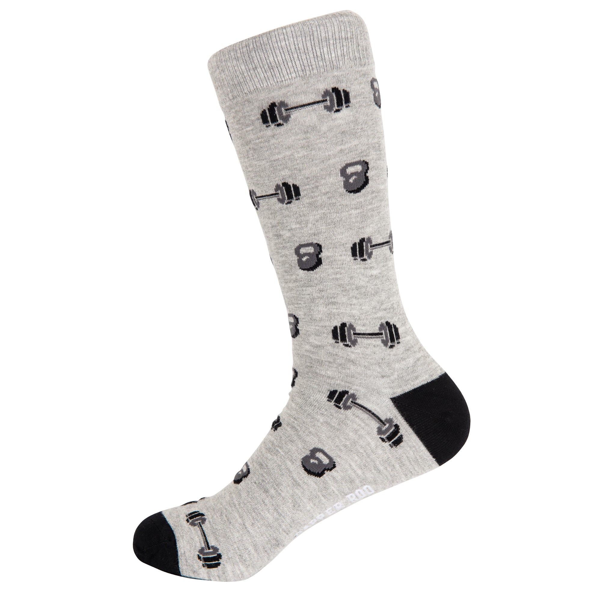 Weighty Dumbbells Bamboo Socks by Dapper Roo, Weighty Dumbbells Socks, Dapper Roo, Socks, Heather Grey, Black, Grey, Bamboo, Elastane, Nylon, Elastic, SK2015, Men's Socks, Socks for Men, Clinks Australia
