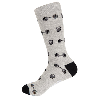 Weighty Dumbbells Bamboo Socks by Dapper Roo, Weighty Dumbbells Socks, Dapper Roo, Socks, Heather Grey, Black, Grey, Bamboo, Elastane, Nylon, Elastic, SK2015, Men's Socks, Socks for Men, Clinks Australia