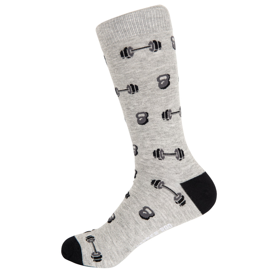 Weighty Dumbbells Bamboo Socks by Dapper Roo, Weighty Dumbbells Socks, Dapper Roo, Socks, Heather Grey, Black, Grey, Bamboo, Elastane, Nylon, Elastic, SK2015, Men's Socks, Socks for Men, Clinks Australia